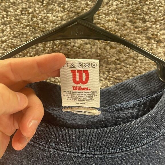 Vintage Wilson Sweatshirt Mens 2XL XXL Blue Pullover Crew Neck Cotton Casual - Picture 7 of 12